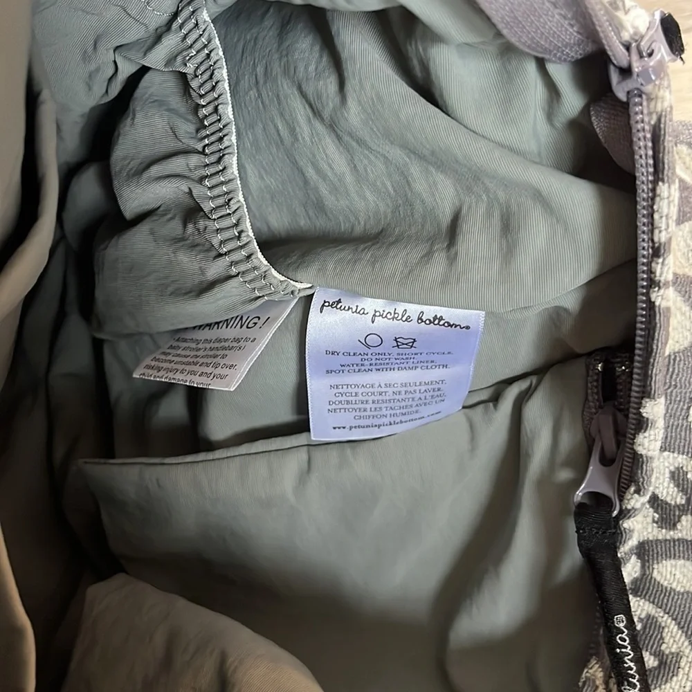 Petunia Pickle Bottom Diaper Bag Gray and White